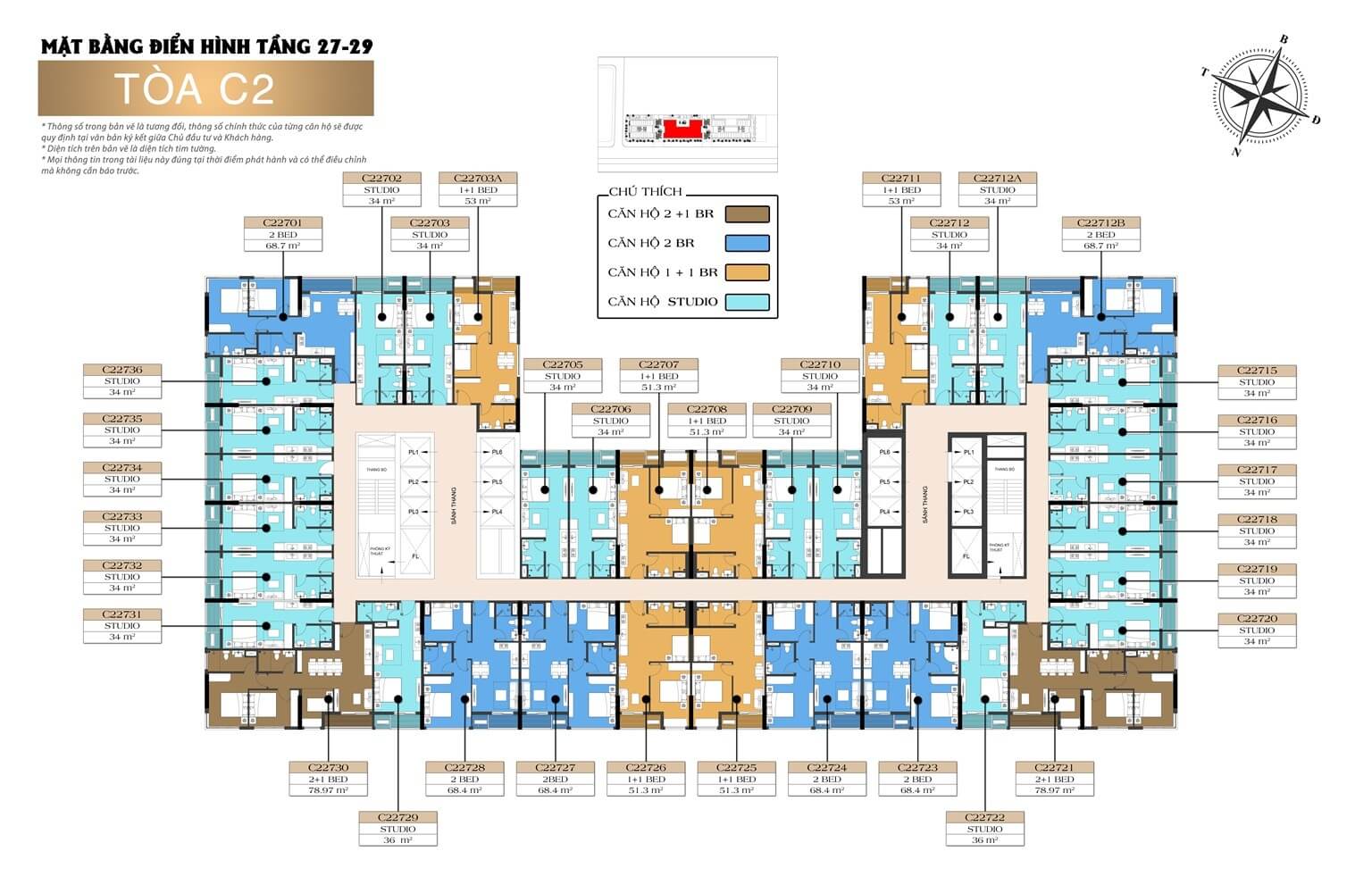 Mặt bằng tầng 27-29 tòa C2 dự án Sun Centro Town Hạ Long
