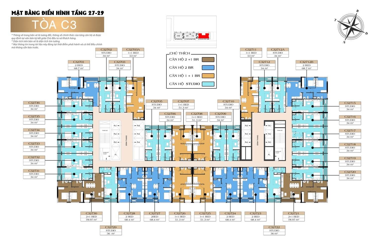 Mặt bằng tầng 27-29 tòa C3 dự án Sun Centro Town Hạ Long